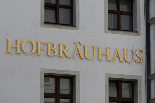 Hofbr&auml;uhaus Sign on Historic Building in Munich, Germany