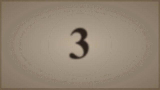Vintage old film countdown sequence in sepia tone