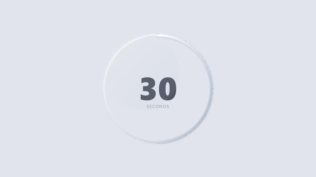 Minimalist circular digital countdown timer with changing numbers