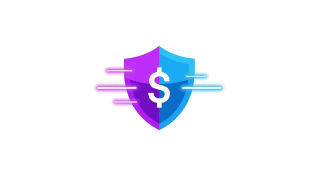 Financial protection shield vector icon with dollar sign concept for modern secure money management logo