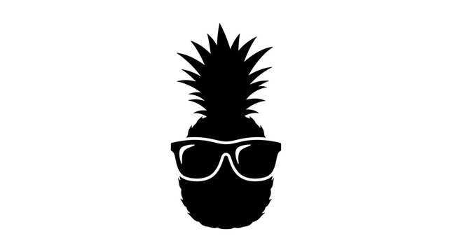 Tropical pineapple wearing cool sunglasses silhouette