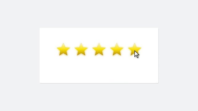 Animated five star rating showing excellent customer feedback