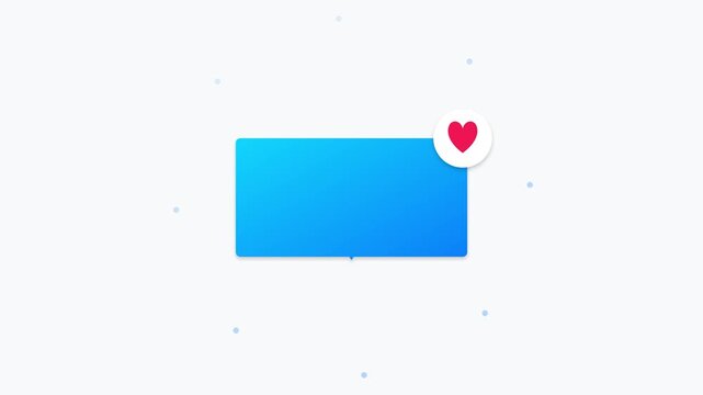 Blue message bubble appearing with red heart notification on white