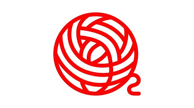 Red ball of yarn icon for knitting and crochet crafts