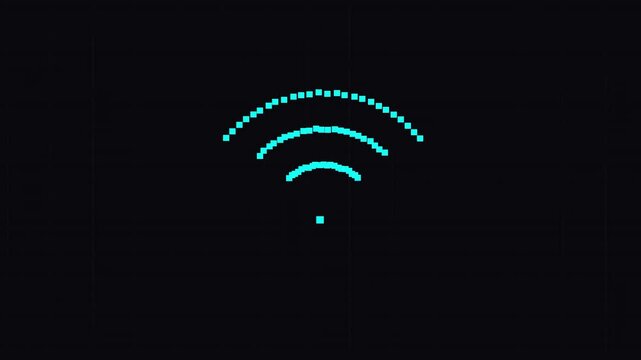 Animated pixel art wifi icon showing offline connection status