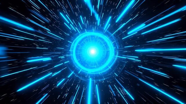 Futuristic blue energy vortex with glowing core