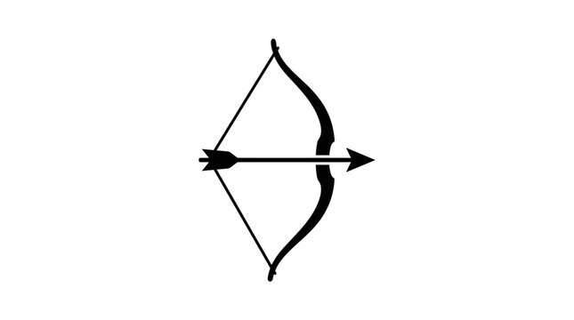 Minimalist silhouette icon of a bow and arrow.