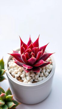 Small succulent with sharp spines on white background, Plants, Front-view
