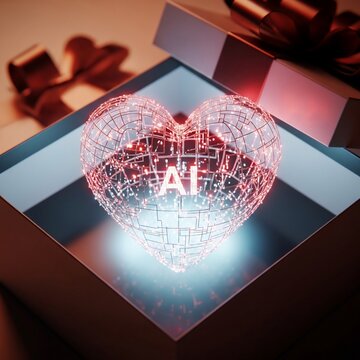 光り輝くAIの心、愛を贈る