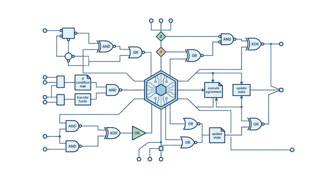 Technical Smart Contract Logic Flowchart Illustration Vector