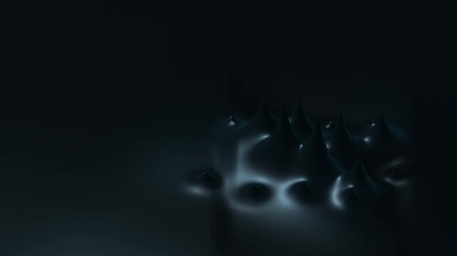 Magnetic Ferrofluid Spikes Rising on Dark Graphite Background