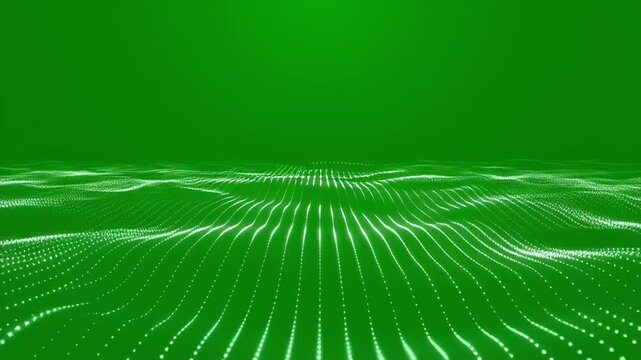 Green abstract digital wave pattern with subtle bokeh and dynamic motion