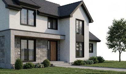 Fototapeta premium Modern White House Exterior Architecture Contemporary Residential Design