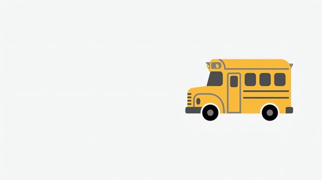 Clean flat pictogram icon of a yellow school bus