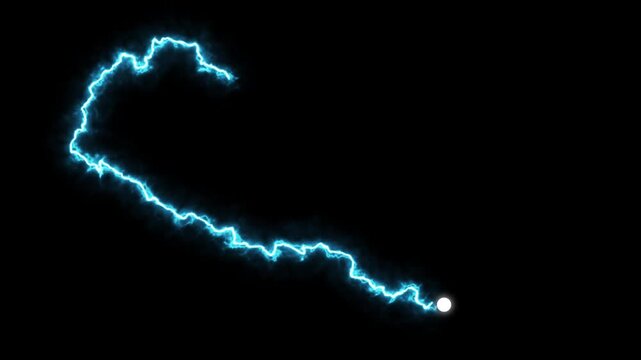 Glowing blue lightning stroke traces the outline of Nepal country map on a dark black background during this energetic motion graphic animation
