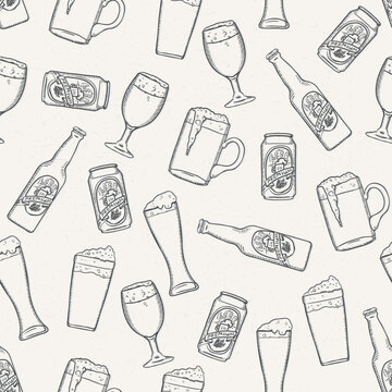 Vector Seamless Pattern with Beer