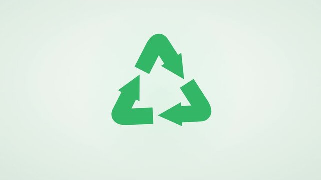 Clean Flat Design Green Recycle Logo Rotating with Eased Motion