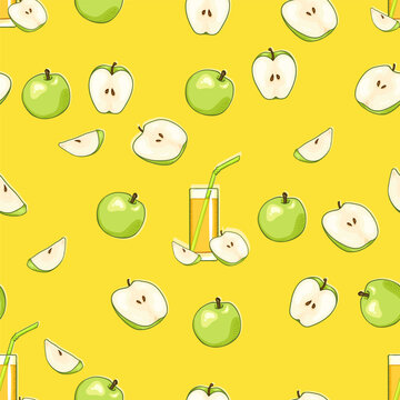 Vector Seamless Pattern of Apple Juice
