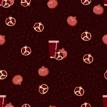 Vector Seamless Pattern of Pomegranate Juice