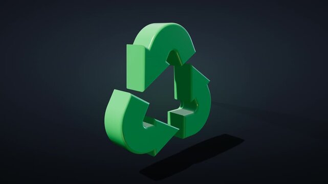 Realistic 3D Plastic Recycle Logo Spinning with Studio Lighting