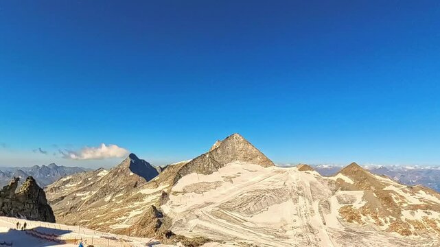 4K Timelapse alpine video with moving Clouds at Hintertuxer Gletscher glacier region, Hintertux, Tuxertal valley, Schwaz, Zell am Ziller, Tyrol, Austria