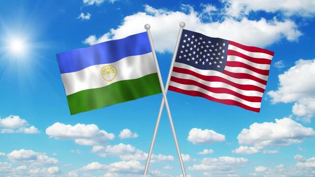 Bashkortostan And Usa Flag Loop