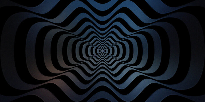 Hypnotic black and white optical illusion with concentric wavy lines creating a tunnel effect.