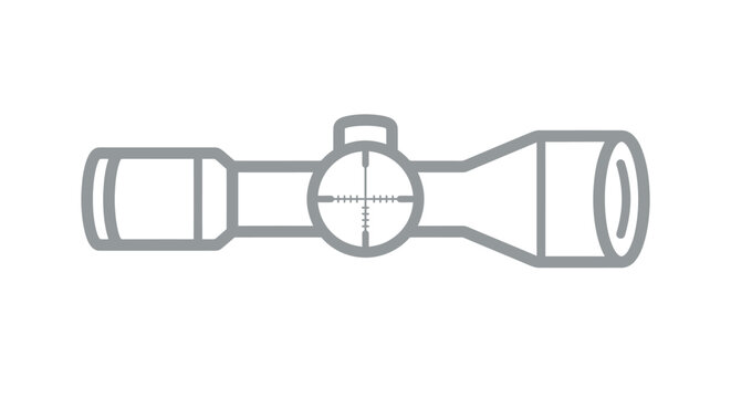 Rifle Scope Icon - Vector Graphic of a Sniper Scope with Crosshairs, Target Reticle, Optics, Aiming Symbol