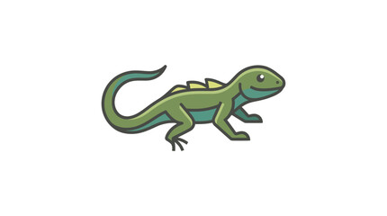 Fototapeta premium Cute Cartoon Green Lizard Illustration, Small Reptile Character with Big Eyes on White Background