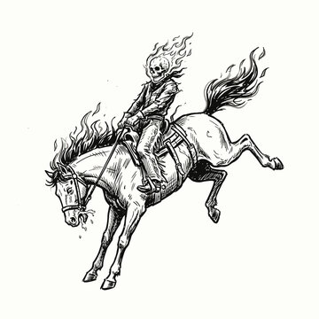 Equestrian Rider Jumping Over Horse.