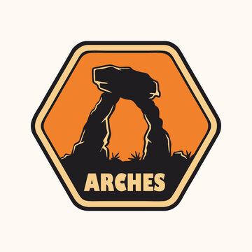 Delicate Arch National Park Vintage Badge Logo Retro Vector