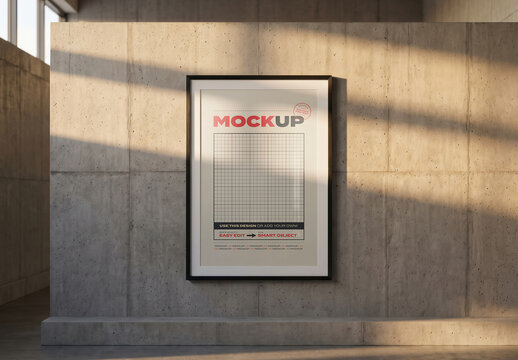Poster on Concrete Wall Mockup