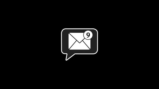 Animated email notification with unread message counter bubble for digital communication and ui alert