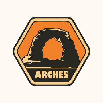 Sandstone Arch Emblem Vintage Badge Logo Vector