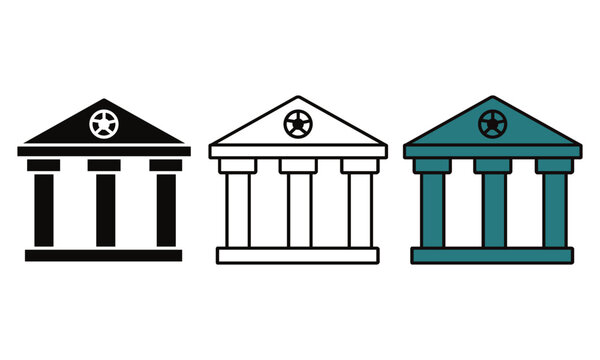 Classical building with columns in three variations representing government or financial institutions