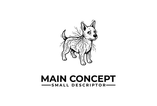Puppy drawing featuring subtle electric lines conveys a high energy and playful animal spirit.