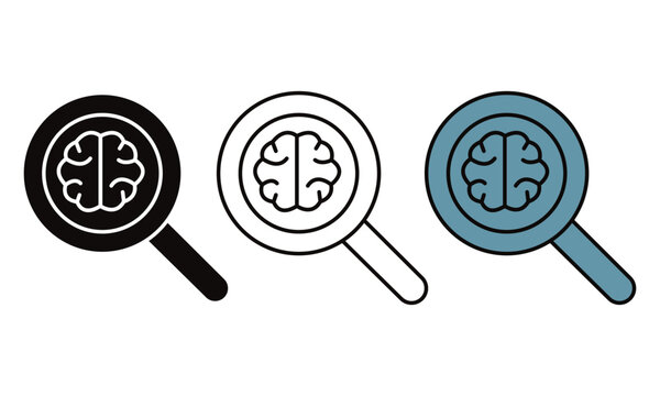 Magnifying glass examining a brain for research and analysis