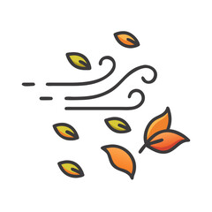 Obraz premium Autumn leaves blowing in the wind, seasonal illustration, colorful design, fall theme 