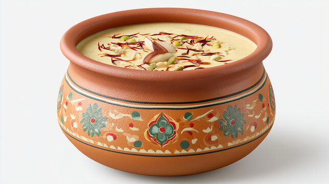 Traditional indian rabri or basundi served in a clay pot