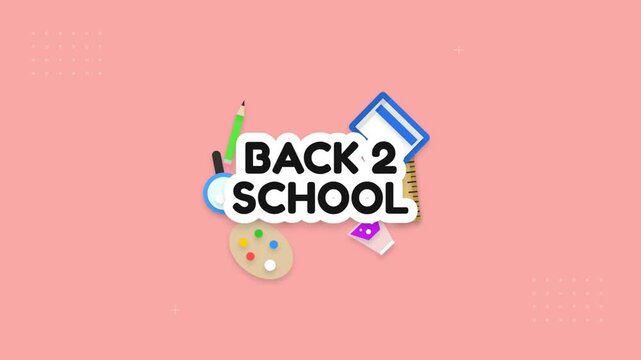 Back to school education supplies motion graphic