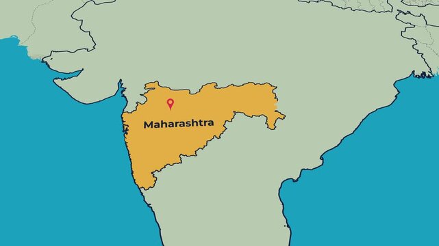 Maharashtra Map Animation Locator Zoom 4K Motion Graphic
