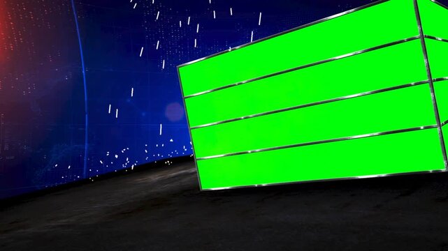 Metallic 3D Spinning Cube Display Wall - Green Screen Chroma Key News Broadcast Backdrop Elements
