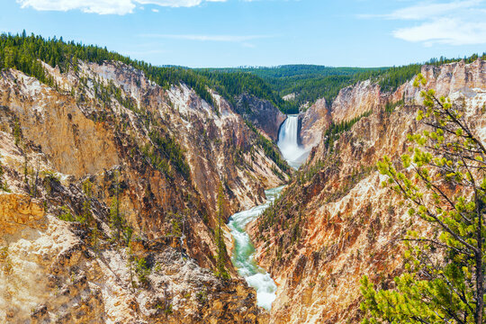 Lower Yellowstone Falls on the Yellowstone River in Yellowstone National Park. Wyoming
