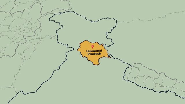 Himachal Pradesh Map Animation Locator Zoom 4K Motion Graphic
