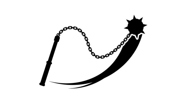 Black silhouette of a medieval flail weapon