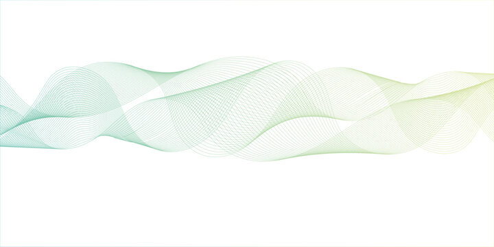 Elegant Green Flowing Wave Lines Abstract Background.