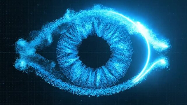 AI Computer Vision and Biometric Security Iris Scan for Cybersecurity and Data Privacy Network Animation