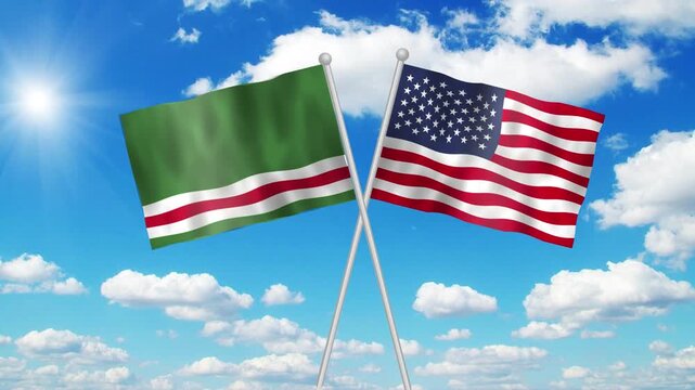  Chechen Republic of Ichkeria And Usa Flag Loop