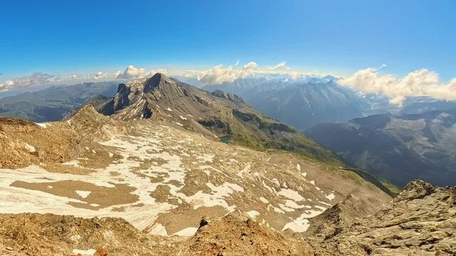 4K Timelapse alpine video with moving Clouds at Hintertuxer Gletscher glacier region, Hintertux, Tuxertal valley, Schwaz, Zell am Ziller, Tyrol, Austria