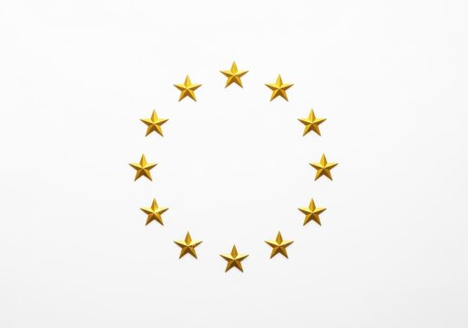 Gold stars scattered in random pattern isolated on white background